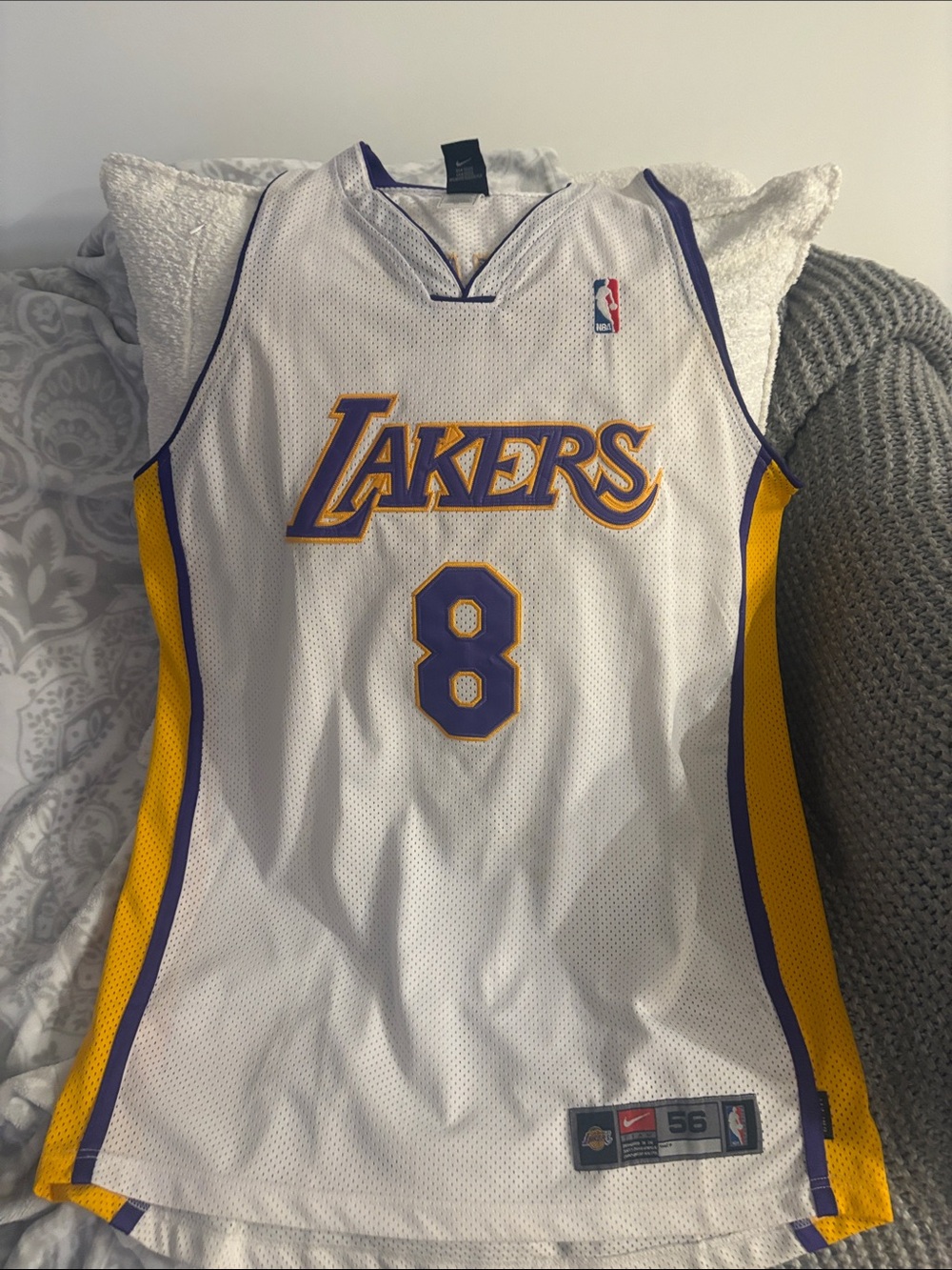 Kobe Bryant Nike White Los Angeles Lakers #8 Jersey with Purple and Gold Accents